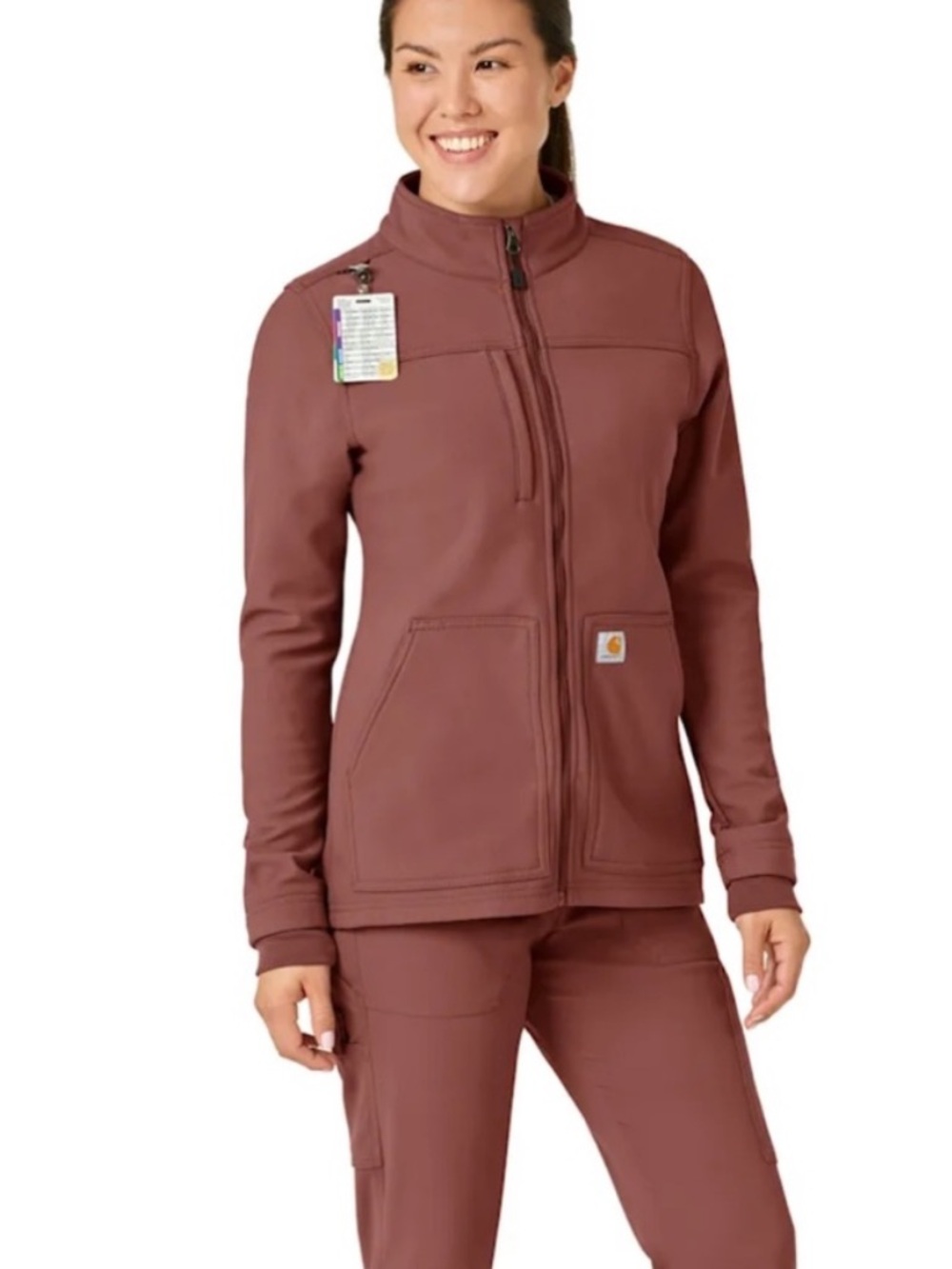 Carhartt Women's Mauve Zip-Front Scrub Jacket